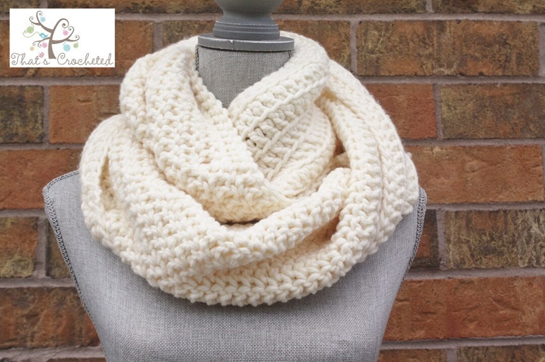 Oversized Chunky Infinity Scarf, Crochet Winter Cowl, Cream - Etsy
