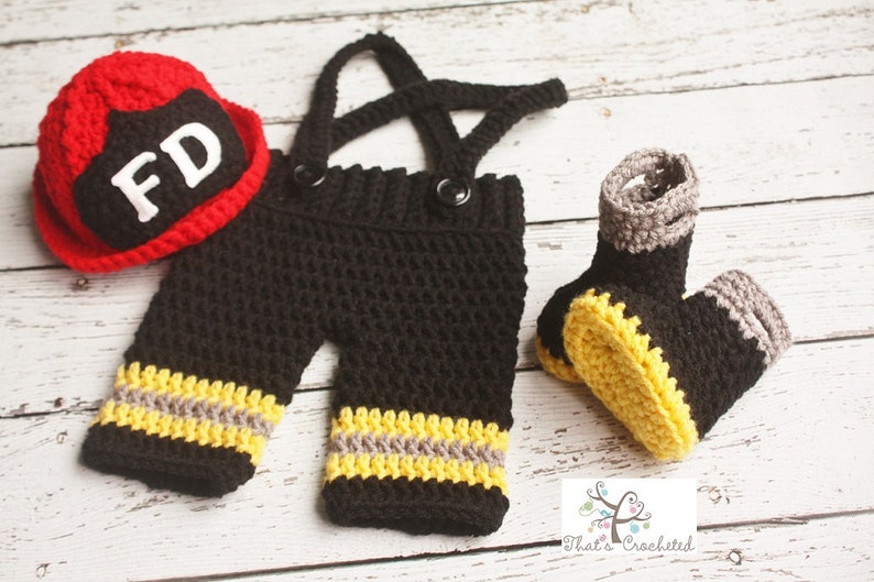 Newborn Firefighter Halmet and pants, Newborn Photography Prop, Crochet fireman helmet, Crochet fireman pants, crochet helmet and pants image 3