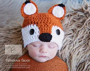 Newborn Fox hat, Newborn photography prop, newborn boy, newborn girl,crochet hat, fox hat