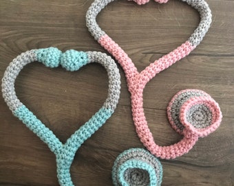Newborn Doctor Stethoscope - Newborn photography prop, newborn boy, newborn girl, crochet newborn hat and pants, stethoscope