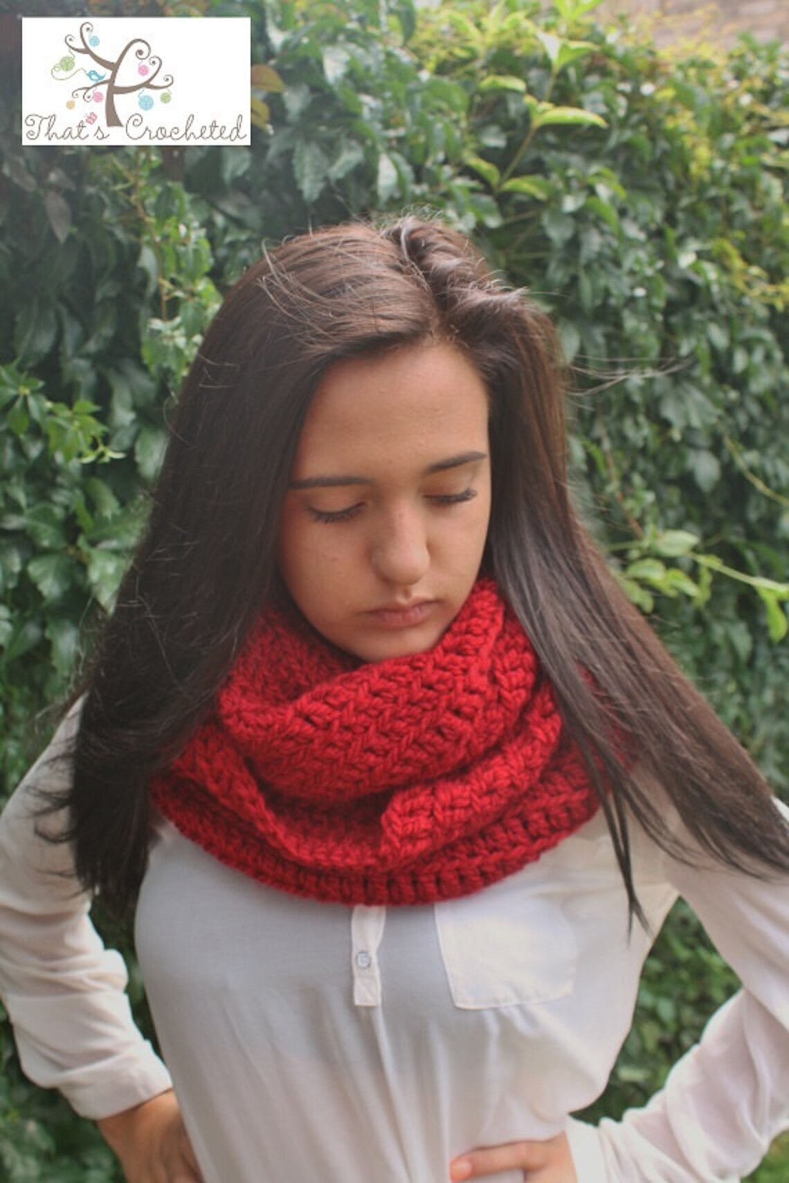 Oversized Chunky Infinity Scarf Crochet Winter cowl Red | Etsy