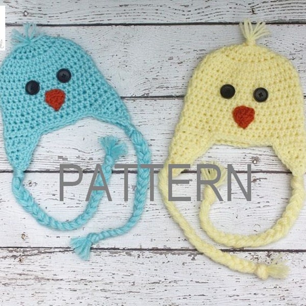 PDF CROCHET PATTERN Instant Download Newborn Blue bird, Baby chick hat