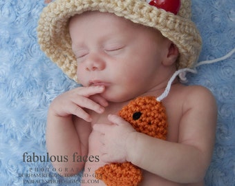 Newborn fisherman outfit, Newborn photography prop, newborn boy, newborn girl,crochet hat, newborn fisherman hat and diaper cover