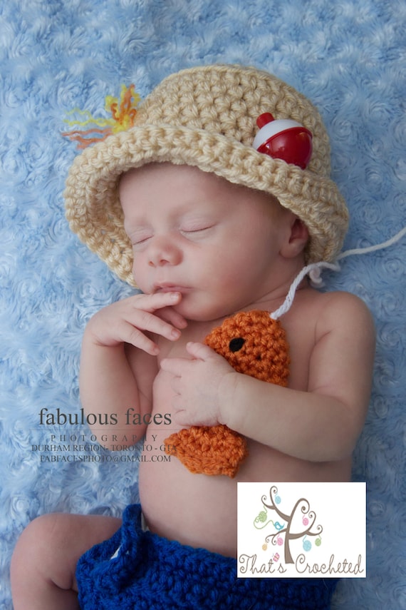 Newborn Fisherman Outfit, Newborn Photography Prop, Newborn Boy, Newborn  Girl,crochet Hat, Newborn Fisherman Hat and Diaper Cover 