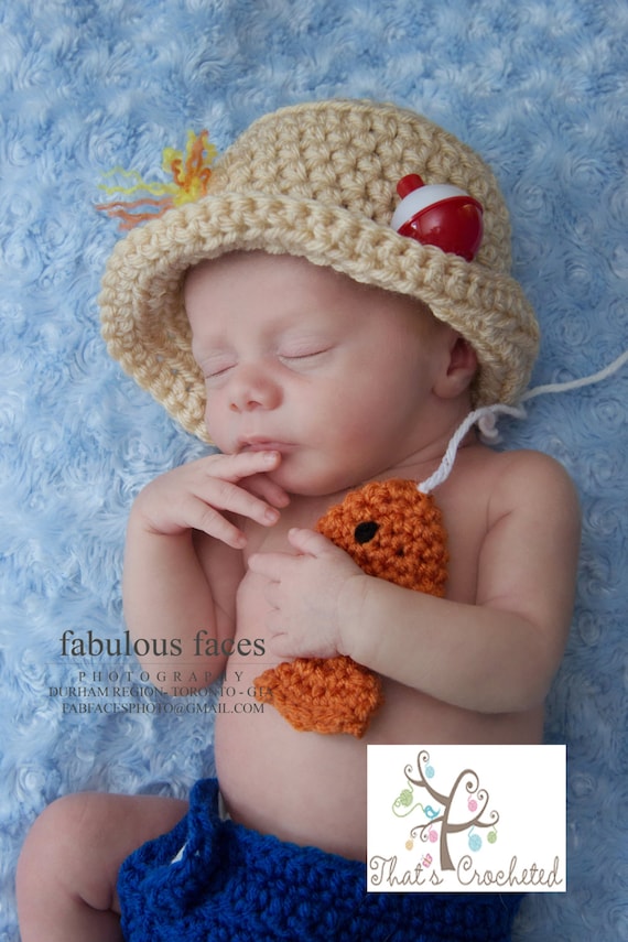 Newborn Fisherman Outfit, Newborn Photography Prop, Newborn Boy - Main Image