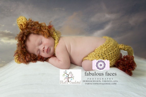 Newborn Lion hat and diaper cover