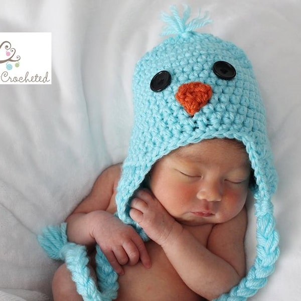 Newborn Blue bird, Baby chick hat - Newborn photography prop, newborn boy, newborn girl, crochet newborn hat, twins