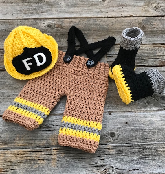 crochet baby firefighter outfit