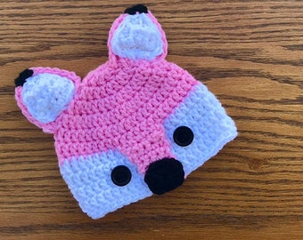 Newborn Pink Fox hat, Newborn photography prop, newborn boy, newborn girl,crochet hat, fox hat