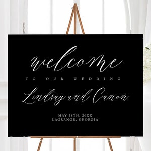 Elegant Black & White Welcome Sign for Indoor/Outdoor Events, Weddings, Welcome Sign, Event Sign