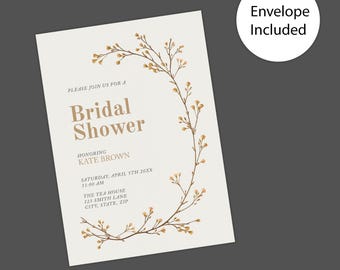 Elegant Spring Vines Printed Invitation for Bridal Events, Garden Parties, Luncheons & Showers