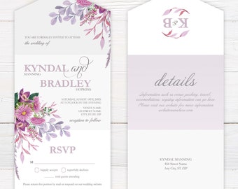 Printed Invitation: Radiant Lilac All In One