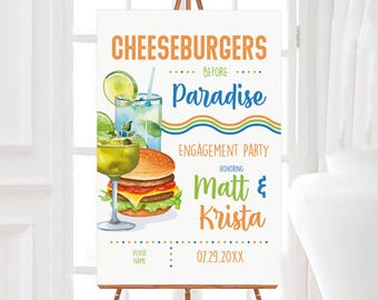 Cheeseburgers Before Welcome Sign: Custom Printed Event Decor for Indoor/Outdoor Parties, Weddings & Dinners