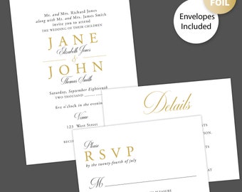 Printed Foil Invitations: Elegant Lines Foil Invitation