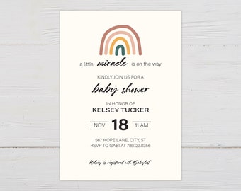 Printed Baby Shower Invitation: Rainbow Miracle Shower Invitation