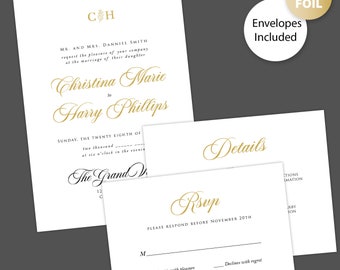 Printed Foil Invitations: Simple Formal Foil Invitation