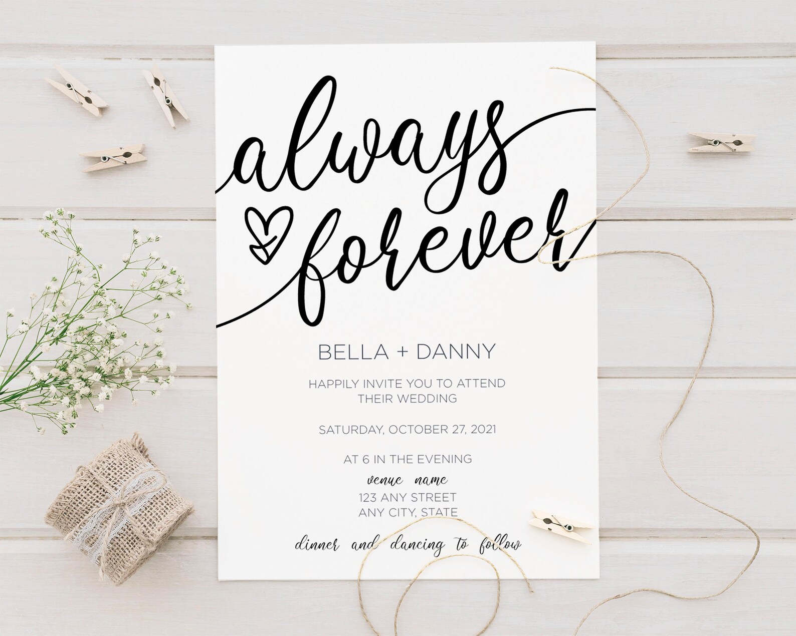 Always and Forever Wedding Invitations & RSVP Etsy