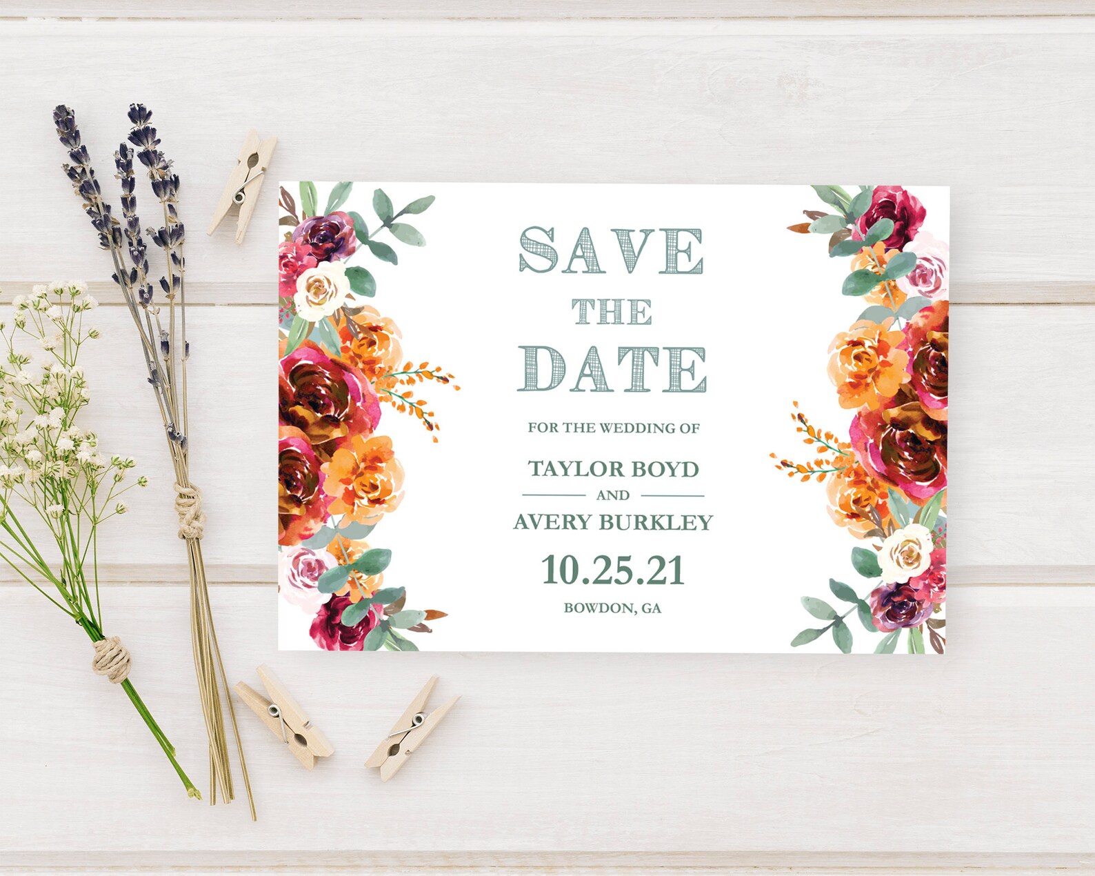 Fall Blooms Wedding Save the Date Cards Autumn Wedding Etsy