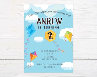 Colorful Kite-Themed Birthday Party Invitation Bundle: Time Flies Celebration for Kids