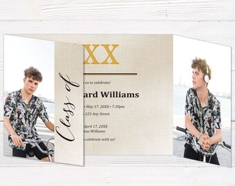 Personalized Classic Gatefold Graduation Invitation: Elegant Photo Card for High School & College Celebrations