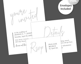 Printed Foil Invitations: Cursive Script Foil Invitation