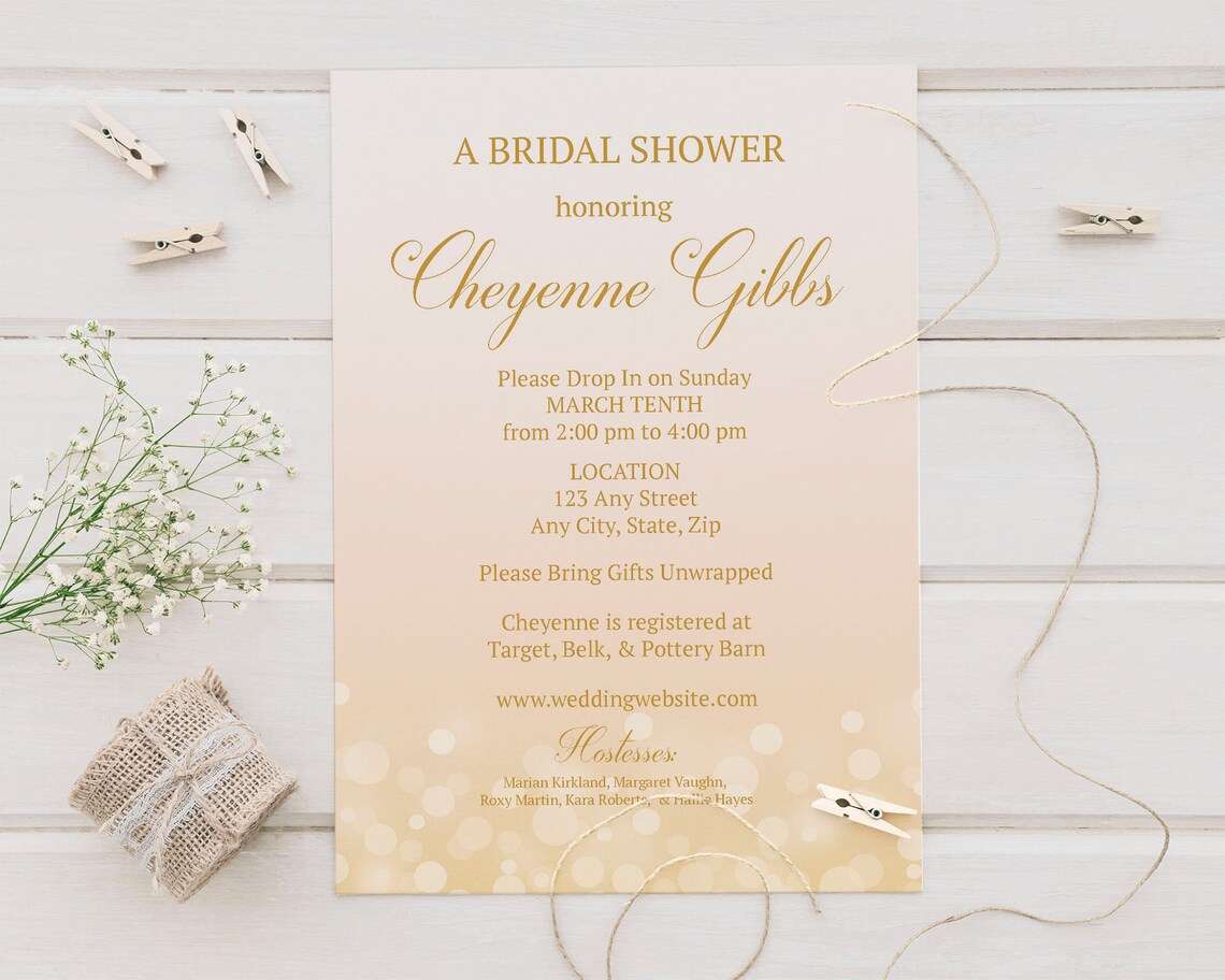 Champagne Bubbles Bridal Shower Invites Elegant Wedding Etsy