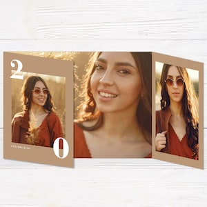 Minimalist Gatefold Graduation Announcement: Customizable Minimalist Invitation with Scripture Space