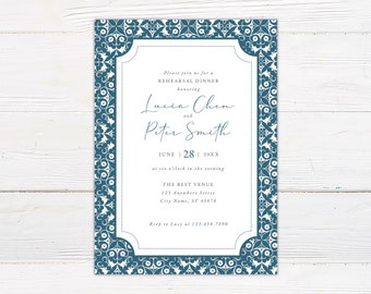 Printed Invitation: Grecian Border Rehearsal Dinner Invitation