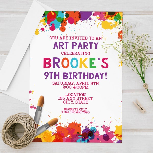 Paint Palette Invite Etsy