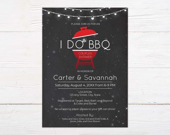 Custom Printed &#39;I Do BBQ&#39; Couples Shower Invitation for Wedding Brunch Cookout Grill Party