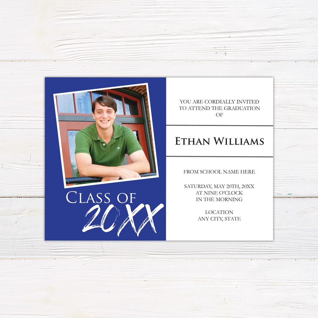 Stylish Modern Split-design Graduation Invitation Card: Custom Printed ...
