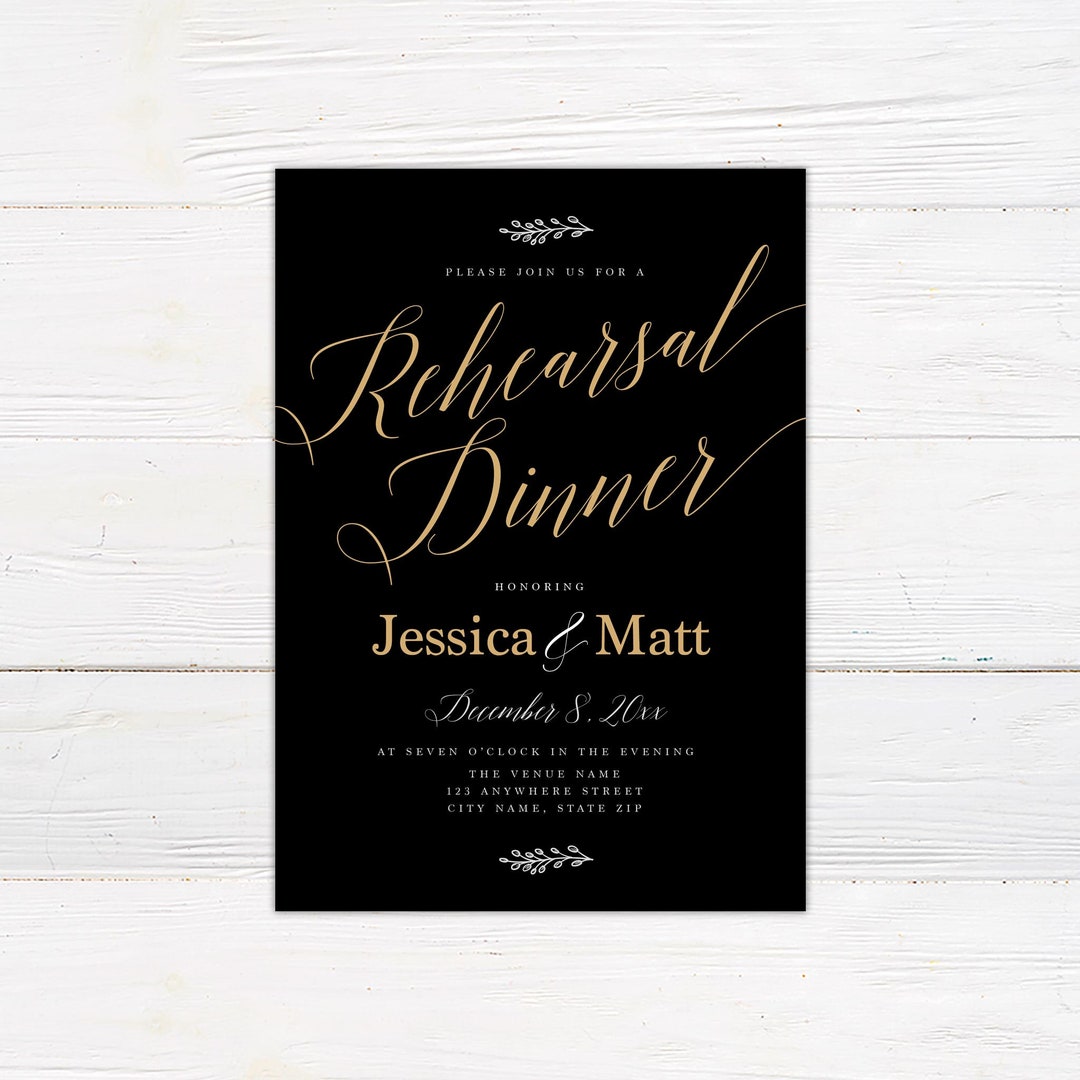 Elegant Script Rehearsal Dinner Invitation: Customizable Minimal Design ...