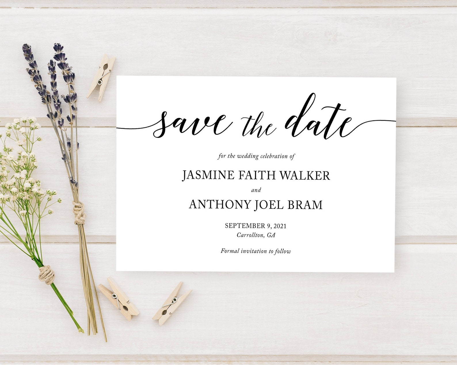 Simple Wedding Save The Date Invitation Mark Your Calendar Etsy