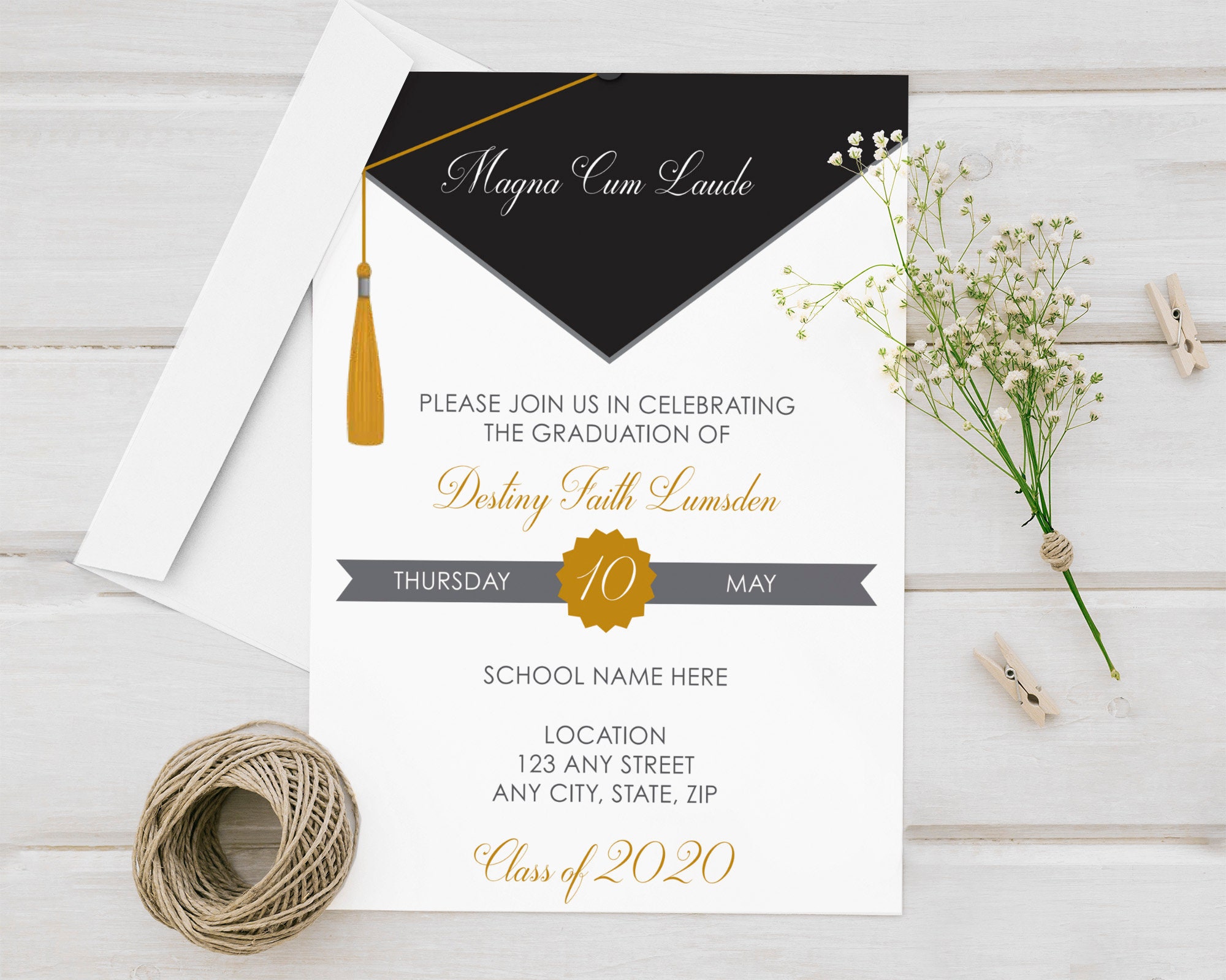 Custom School Grad Cap & Tassel Printed Graduation Etsy