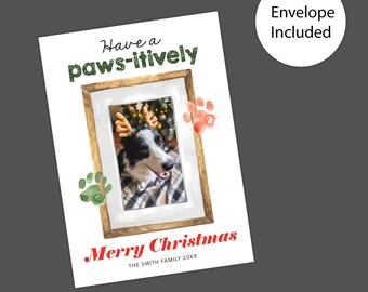 Personalized Pet Photo Christmas Cards: Pawsitively Merry Festive Greetings for Dog Lovers