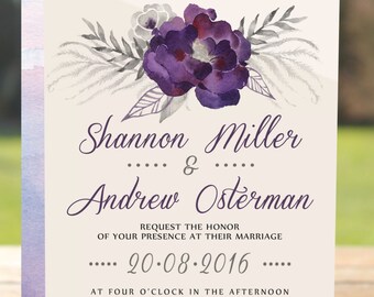 purple invitations etsy