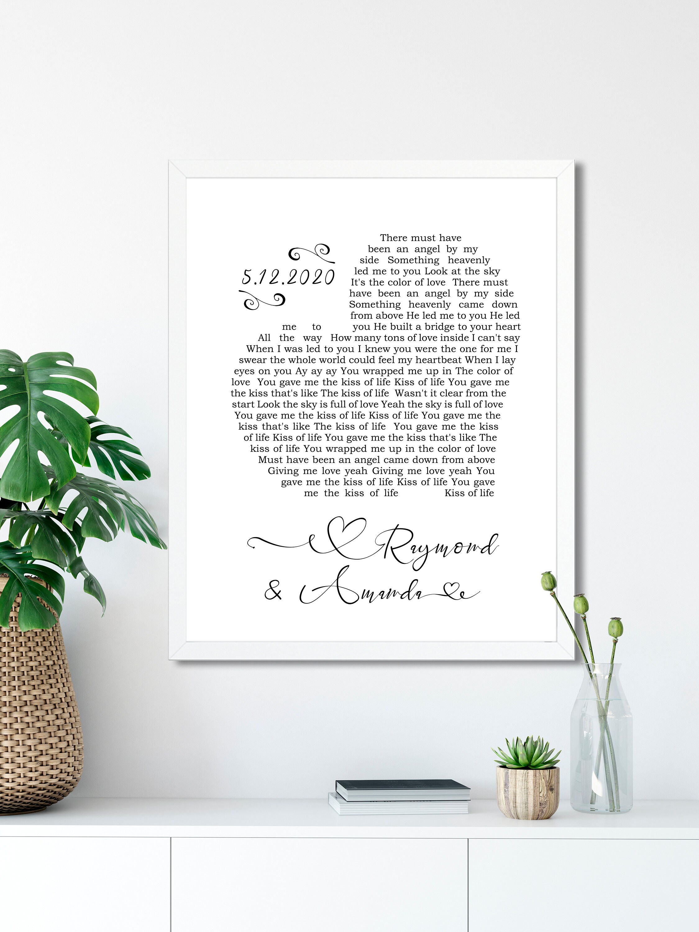 Any song lyrics wall art custom wedding gift personalized Etsy