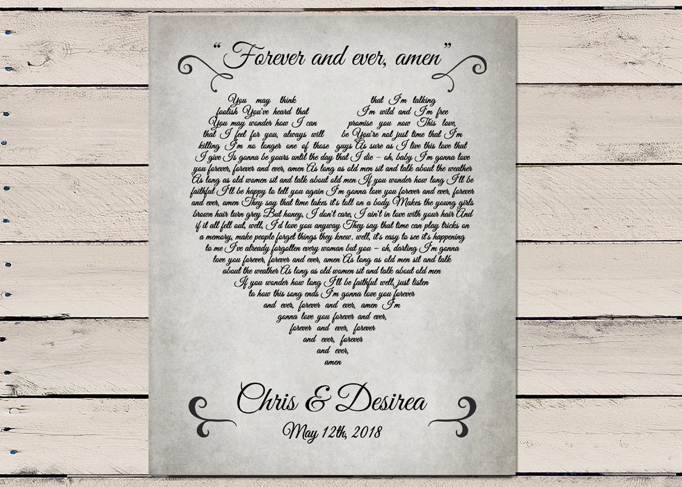 Song lyrics wall art song lyrics print custom song lyrics Etsy