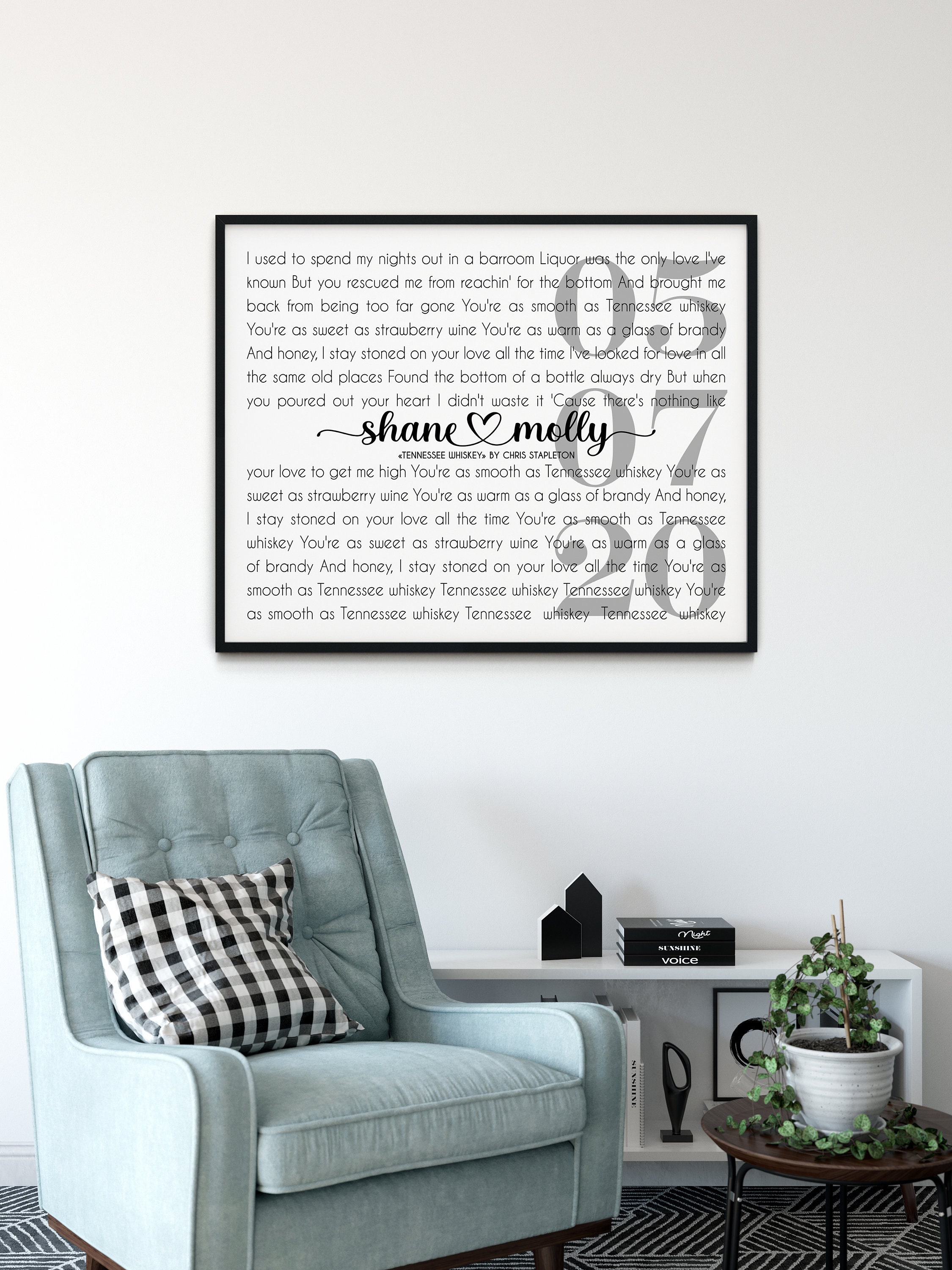 Song lyrics wall art personalized anniversary gifts wedding Etsy