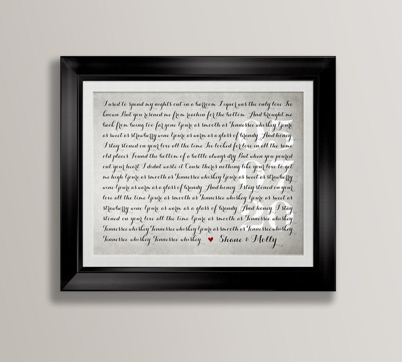 Custom Song Lyrics Wall Art Printable Wedding Gift | Etsy