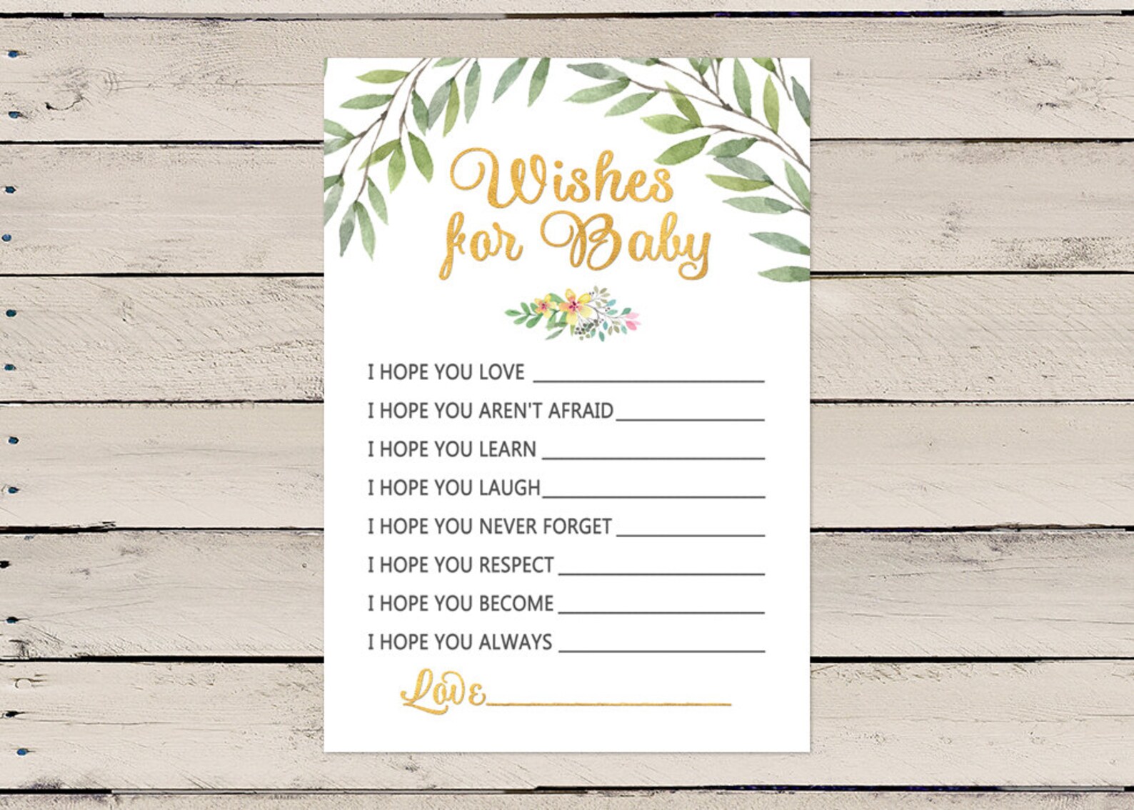 Wishes for baby printable wishes for baby cards gold wishes | Etsy