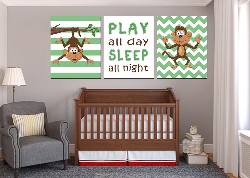 Monkey Nursery decor Monkey Nursery Art Baby Boy Monkey Etsy