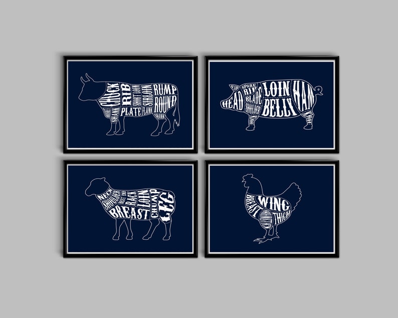 Navy Kitchen Art Kitchen Wall Art Kitchen Decor Kitchen Etsy