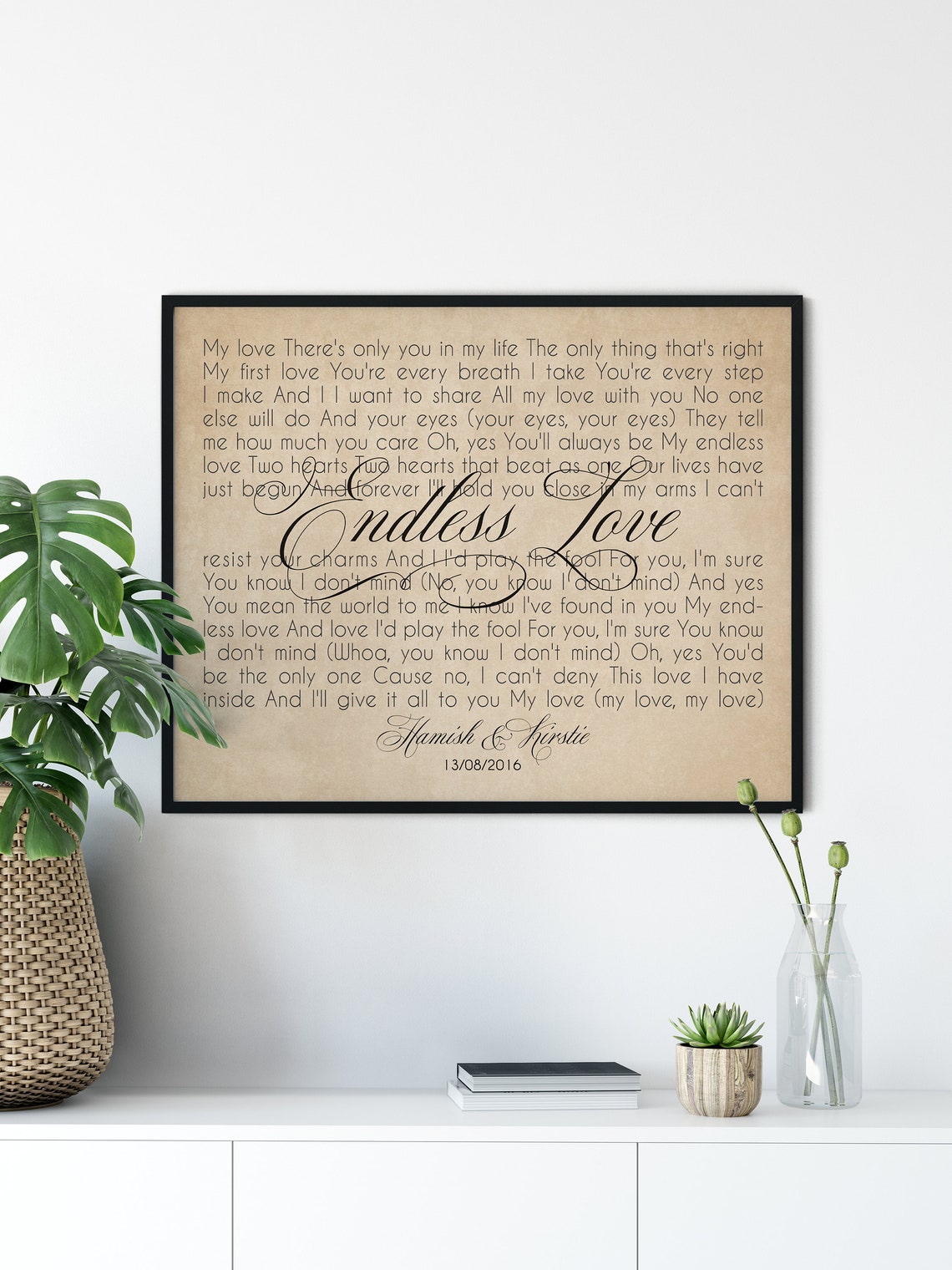 Custom Song poster Song lyrics wall art Wedding song lyric Etsy