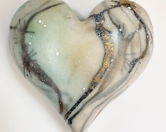 Heart No. 1  |  Original encaustic heart wall sculpture