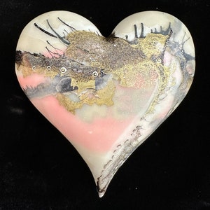 Heart No. 65  |  Original encaustic mixed media heart wall sculpture