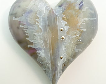 Heart No. 57  |  Original encaustic heart wall sculpture