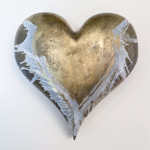 Heart No. 54  |  Original encaustic gold heart wall sculpture