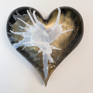 Heart No. 51  |  Original encaustic gold heart wall sculpture