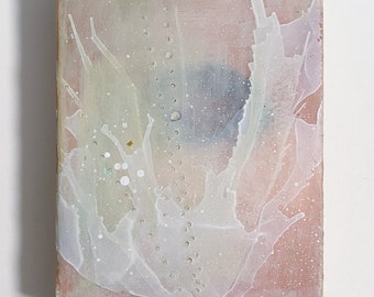 THE LADIES No. 28  |  Vintage doll head tiny original encaustic & cold wax painting